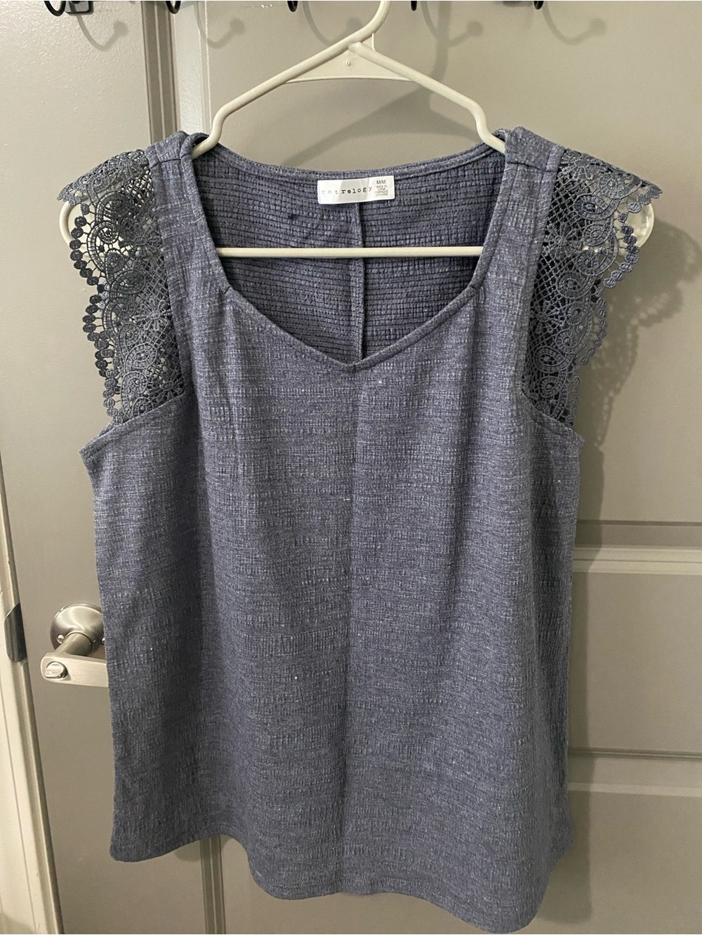 Periwinkle Lace Sleeve Tank Top